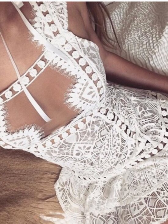 For Love And Lemons Dresses & Skirts - FOR LOVE & LEMONS Emerie White Lace Nude Dress Size Medium